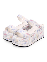 Süße Lolita Folien drucken Keilabsatz Plattform Lolita Sandalen