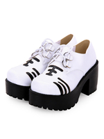 Süße Lolita Footwear Print Zwei Ton Lace Up Platform White Lolita Schuhe
