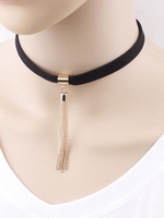 Süße Lolita Halskette gotisch Metall Accessoires mit Farbblock und Fransen für Alltag mit Choker
