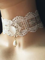 Süße Lolita Halskette Tea party mit Jacquardmustern in Weiß Accessoires Polyester im Barock-Stil mit Choker