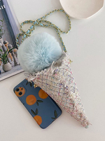 Süße Lolita Handtasche Hellhimmelblau Kurze Plüschtasche Lolita Zubehör
