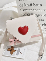 Süße Lolita Handtasche Letter Shaped Lederherzen Umhängetasche