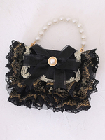 Süße lolita handtasche schwarz pu leder perlen bögen spitze verschönerung spitze pu leder kreuzkörper tasche lolita zubehör