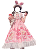 Süße Lolita JSK Kleid Dessert Erdbeerkuchen Schleifen Lolita Pullover Röcke