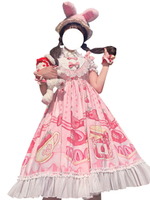 Süße Lolita JSK Kleid Dessert Erdbeerkuchen Schleifen Lolita Pullover Röcke
