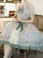 Süße lolita jsk kleide chinesische florale printblumen sage lolita jumper röcke