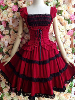 Süße Lolita Kleid JSK rote Baumwolle Lolita Jumper Rock