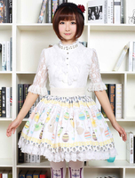 Süße Lolita Kleid Multicolor Osterei Hasen gedruckt Lolita Rock mit weißen Lace Trim