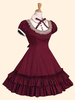 Süße Lolita Kleid OP Burgund Stand Kragen kurze Ärmel Lolita einteiliges Kleid