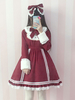 Süße Lolita Kleid OP Ture rot Lolita Kleid abnehmbare Fell Kragen Lace Trim Bogen