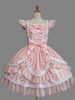 Süße Lolita Kleid rosa Bogen Baumwollspitze zerzaust Cap Sleeve Lolita ein Stück Kleid