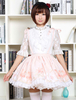 Süße Lolita Kleid süße rosa Blume gedruckt Qi Lolita Trim Spitzenrock mit Hosenträger