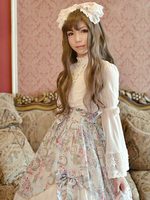 Süße Lolita Kleid SK Chiffon Pink gedruckt hohe Taille Rüschen Lolita Rock