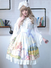 Süße Lolita Kleid SK Licht Blau gedruckten Rüschen Baumwolle Lolita Rock