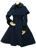 Süße Lolita Mantel aus schwarzer Wolle Turndown Kragen Langarm Slim Fit abnehmbare Lolita Cape Mantel