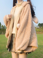 Süße Lolita Mäntel Khaki Polyester Mantel Fall Lolita überträgt niedliche Hasenohren mit Kapuze