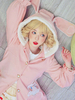 Süße Lolita Mäntel Rosa Nimmerlandmantel Uniformstoff Langarm Winter Rüschen Mantel Mantel Ohren Ohren Lolita Outwears