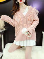 Süße Lolita Mäntel Rosa Polyester Langarmmantel Winter Lolita Sweater Outwears