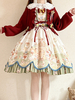 Süße Lolita-Mäntel roter Weihnachtsmantel Rüschen-Strickmantel Baumwollmischung Winter-Lolita-Outwear