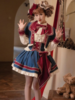 Süße Lolita-Mäntel tiefblaue Ösen Rüschen Polyester-Deckmantel Lolita-Outwears