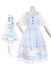 Süße Lolita OP Kleid Bell Orchidee Print Rüschen Bogen Chiffon Lolita Einteiler Kleid