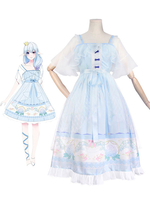 Süße Lolita OP Kleid Bell Orchidee Print Rüschen Bogen Chiffon Lolita Einteiler Kleid