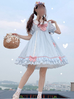 Süße Lolita OP Kleid Streifen Streifen Kurzarm Lolita Einteilige Kleider