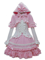 Süße Lolita Oufits Pink Lolita Top mit Rock und Cape