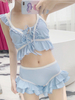 Süße Lolita Outfits Baby Blue Schnürrüschen Ärmelloses Lolita Badeanzug Outfit