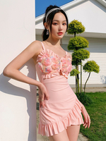 Süße Lolita Outfits Hellhimmelblau Rüschen Blumen Ärmelloser Overall