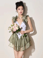 Süße Lolita-Outfits Rosa gestufter ärmelloser Jumpsuit mit Rüschen und Blumenmuster