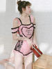 Süße Lolita Outfits Rosa Spitze Rüschen Schleifen Polyester Ärmelloser Lolita Overall