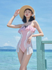 Süße Lolita Outfits Rosa Spitze Rüschen Spitze Ärmelloses Badeanzug-Outfit aus Polyester