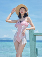 Süße Lolita Outfits Rosa Spitze Rüschen Spitze Ärmelloses Badeanzug-Outfit aus Polyester