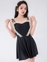 Süße Lolita-Outfits Schwarzer ärmelloser Jumpsuit mit Rüschen in Farbblock-Optik