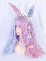 Süße Lolita Perücke Fuchsia Schmetterlinge Ombre Color Block Faser Bögen Lolita Zubehör