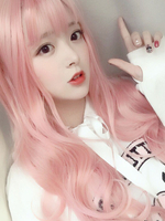 Süße Lolita Perücke Lange Tousled Weiche Rosa Lolita Haar Perücken Mit Pony