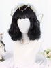 Süße Lolita Perücke Schwarz 30cm-35cm Hitzebeständiges Faserfransen-Lolita-Zubehör