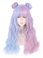 Süße Lolita Perücken Bögen Brötchen Farbblock Faser Fuchsia Lolita Zubehör