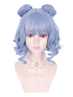 Süße Lolita Perücken Blaugrüne Brötchen Locken Faser Lolita Zubehör