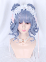 Süße Lolita Perücken Blumen Schmetterling Brötchen Fiber Teal Lolita Zubehör