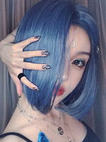 Süße Lolita Perücken Deep Blue Bob Kurze hitzebeständige Faser Lolita Haarperücken