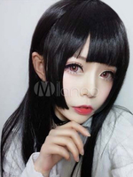 Süße Lolita Perücken mit stumpfen Fringe in Schwarz