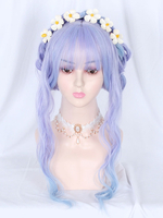 Süße Lolita Perücken Violette Locken Faserfransen Lolita Zubehör