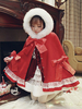Süße Lolita Poncho Spitze Bow Ruffle pelzigen Kapuze Kaschmir Lolita Cape