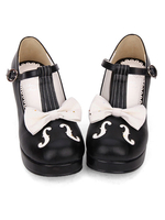 Süße Lolita Pumps Bow Zweifarbig T Strap Chunky High Heel Lolita Schuhe