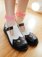 Süße Lolita Pumps Cat Round Toe Leder Lolita Schuhe