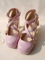 Süße Lolita Pumps Riemchen Criss Kreuz Schnalle Bow High Heel Lolita Schuhe