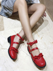 Süße Lolita Pumps Rote Rüschen Leder Welpen Absatz Lolita Schuhe