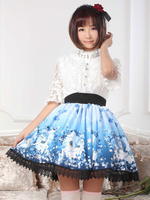 Süße Lolita Rock in blau mit Pferde-Print